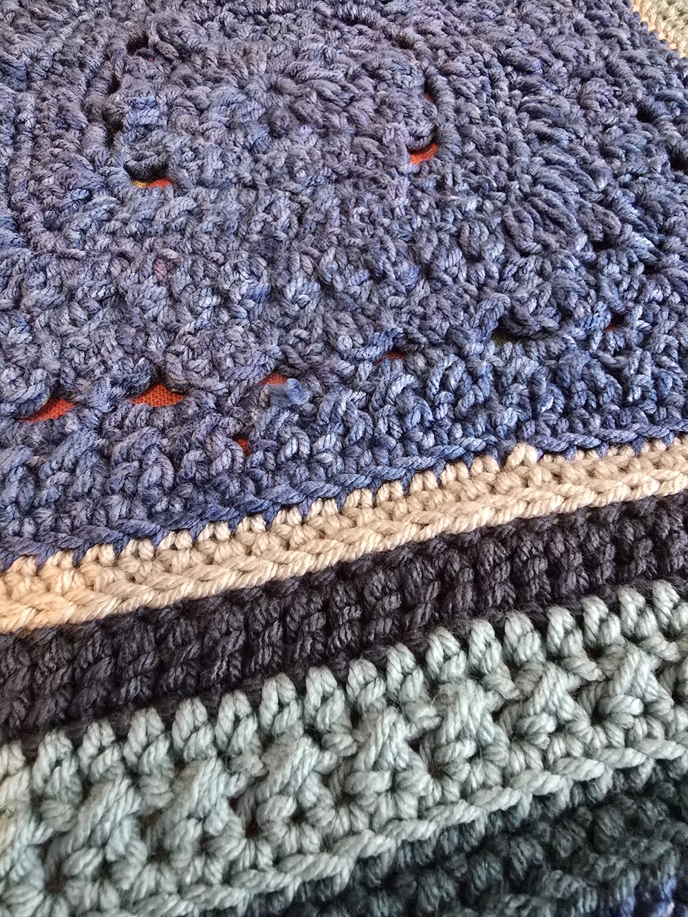 Handmade Crochet Throw Blanket in Blue Tones - Picture 8 of 13